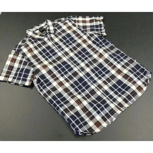 The North Face Mens Navy Blue Plaid Short Sleeve Button-Down Shirt Size Medium - Picture 3 of 12
